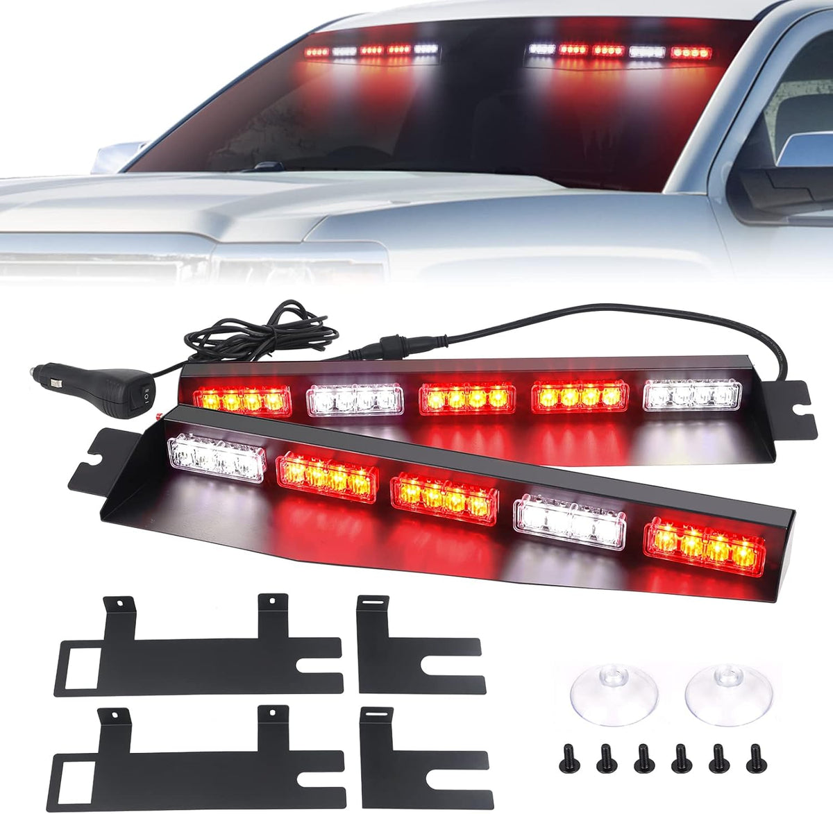 34 inches 40 LED Green White Strobe Light Bar for Trucks Q477771