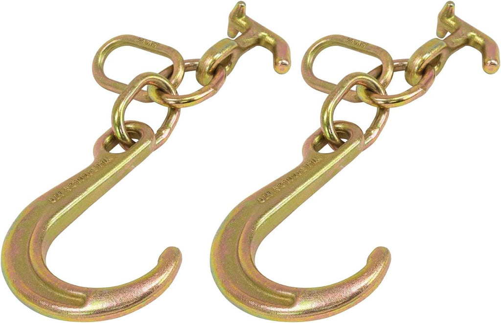 (2 Pack) 8" G70 J Hook with T-J Hooks and Enlarged Link, 5,400 lbs WLL K8210