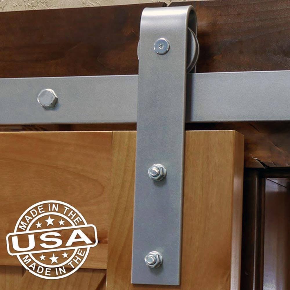 Barn Door Hardware Set with 8 ft Track, Silver Metallic J481284