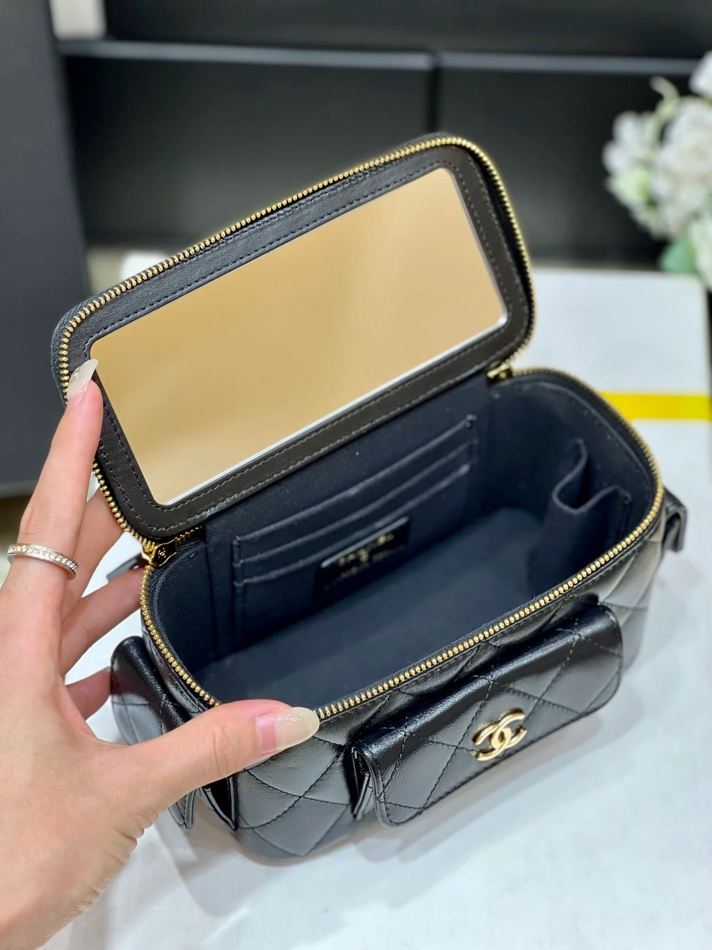 Black Vanity Bag With Strap K5020