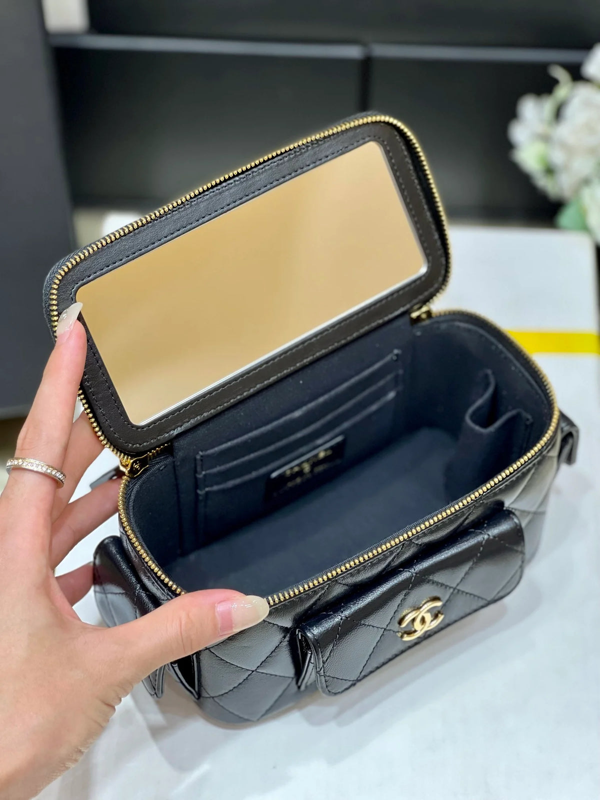 Black Vanity Bag With Strap K5020