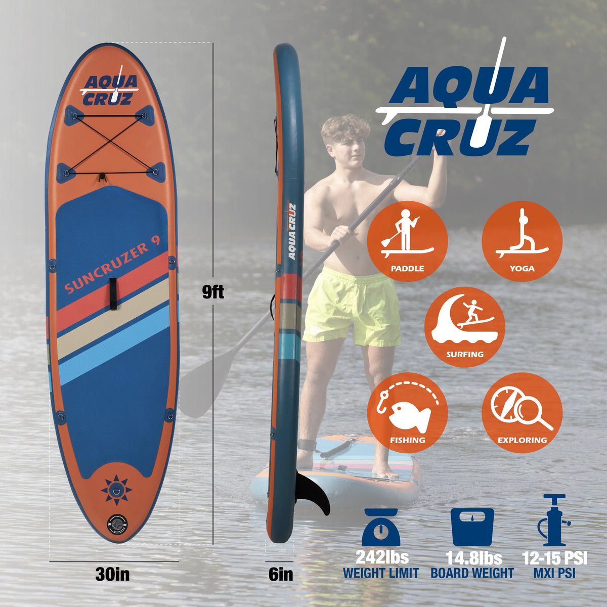 9 ft. Inflatable Stand Up Paddle Board Set T70333