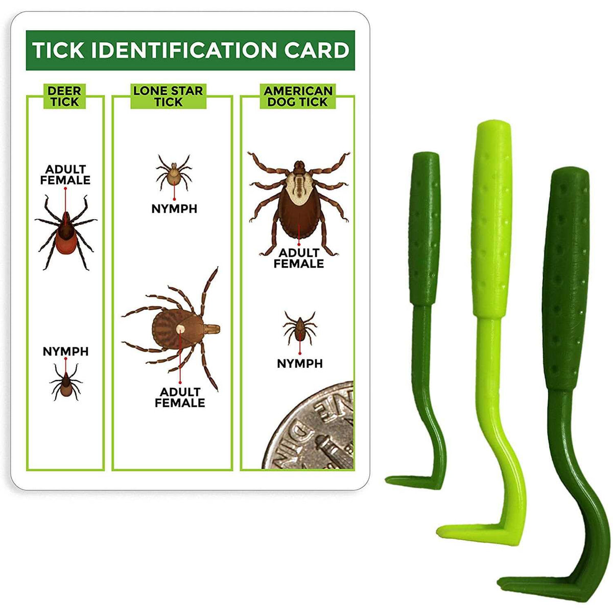 3 Pack Tick Remover Tools + Tick Identification Card S4956