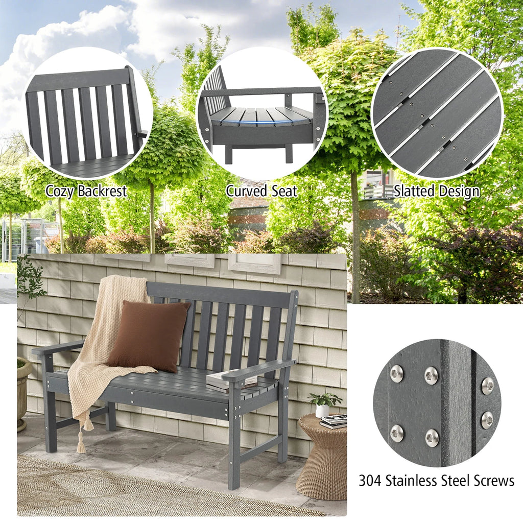 All-Weather HDPE 2-Person Outdoor Bench K907734