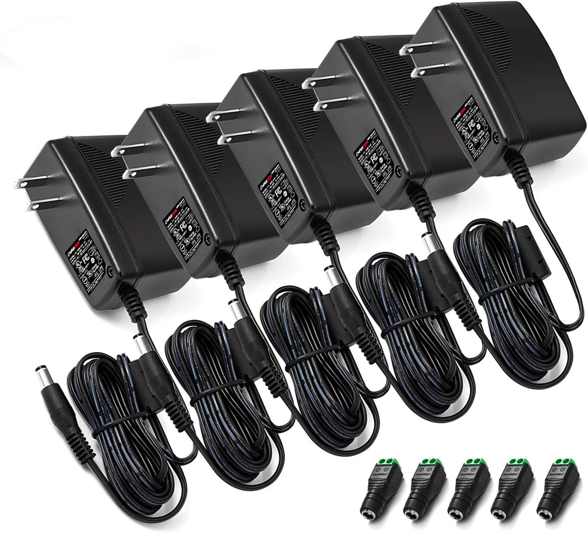 12V 2A 24W AC DC Switching Power Supply Adapter 5-Pack S154190