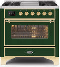 36 Dual Fuel Propane Gas Range Emerald Green Brass Trim M7368