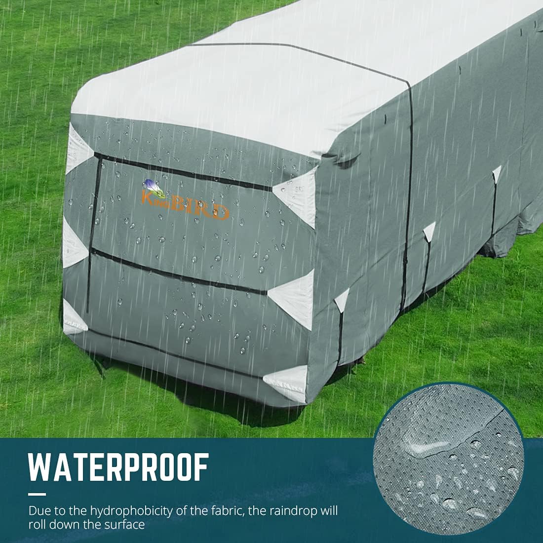 RV Cover, Extra-Thick 5 Layers Anti-UV Top Panel, Fits 26'-29' Motorhome, with 2Pcs Extra Straps & 4 Tire Covers X952