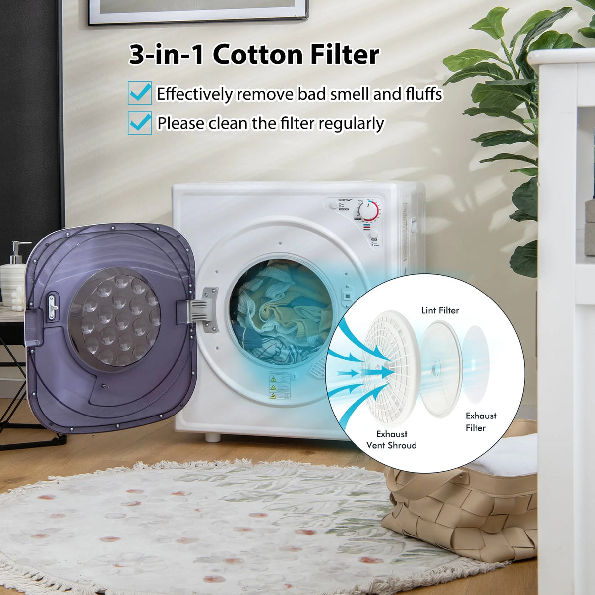 1500W Compact Electric Laundry Dryer Stainless Steel 13.2 lbs L821510