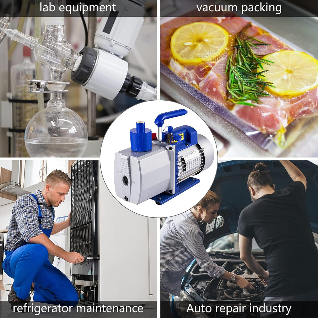 9 CFM 1 HP Single Stage Air Conditioning Vacuum Pump 110V 5PA Rotary Vane Vacuum Pump S7716