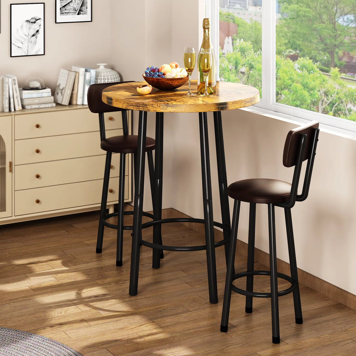 3 Pieces Faux Marble Top Dining Set D848