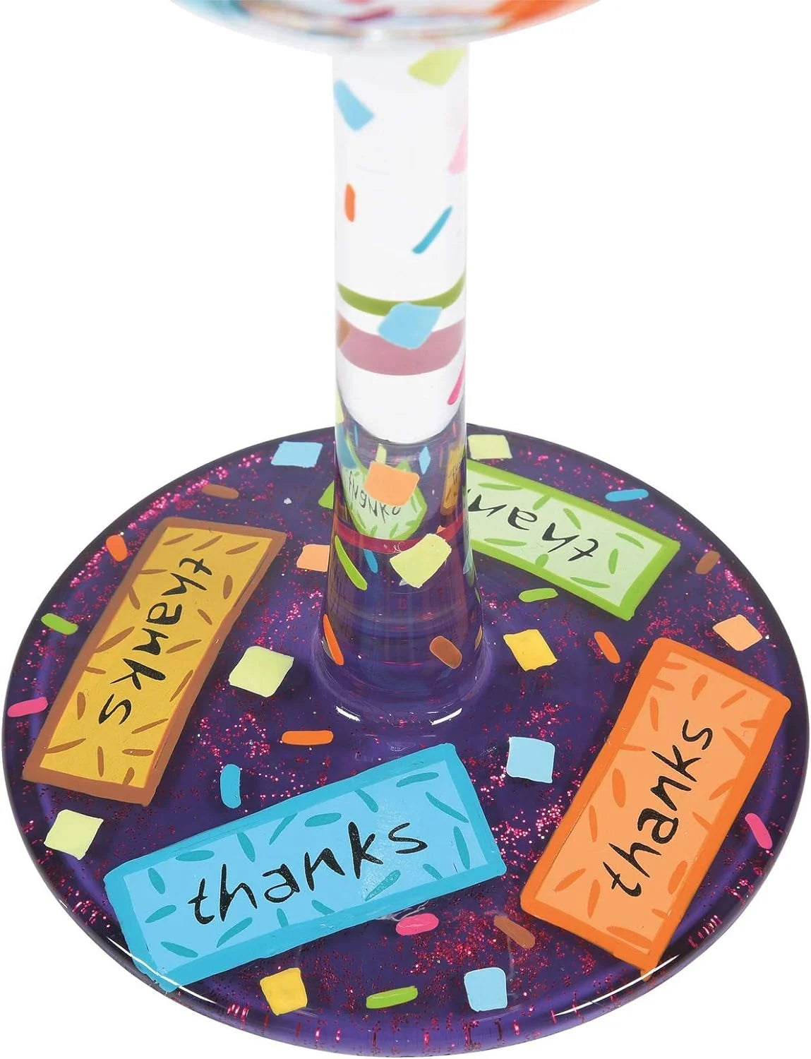 Hand-Painted Artisan Wine Glass 15 Ounce Multicolor G329