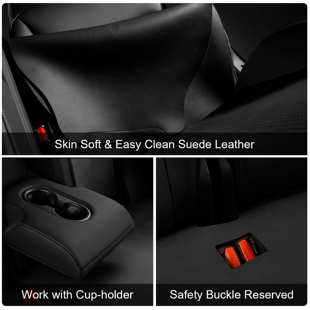 Black Suede Leather Seat Cover Cushion Protectors E564