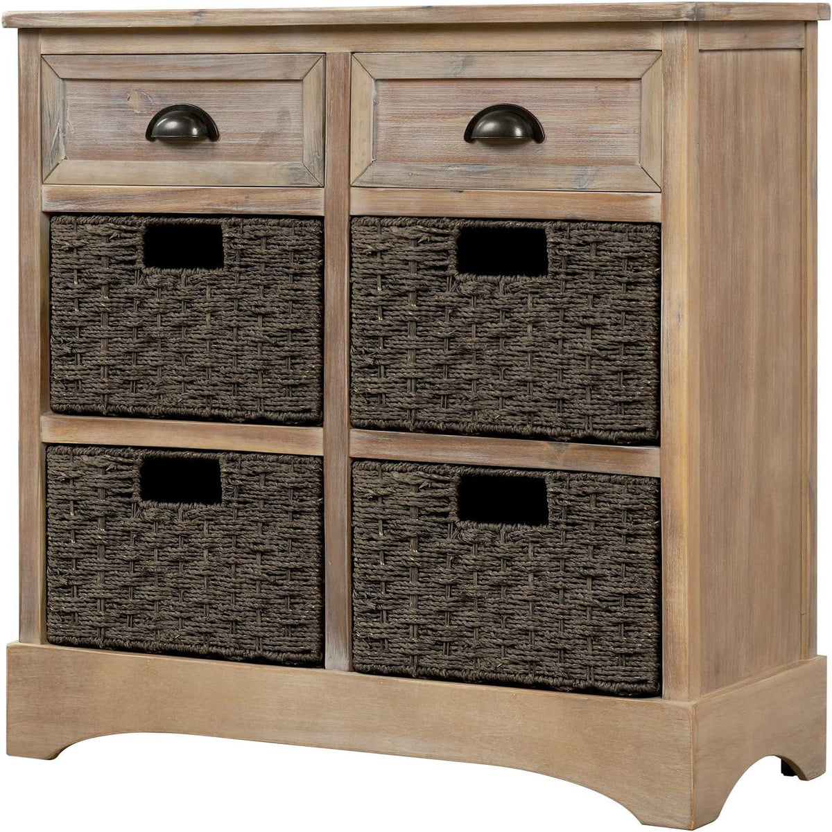 Wicker Storage Cabinet with 2 Drawers, Antique Navy O419371