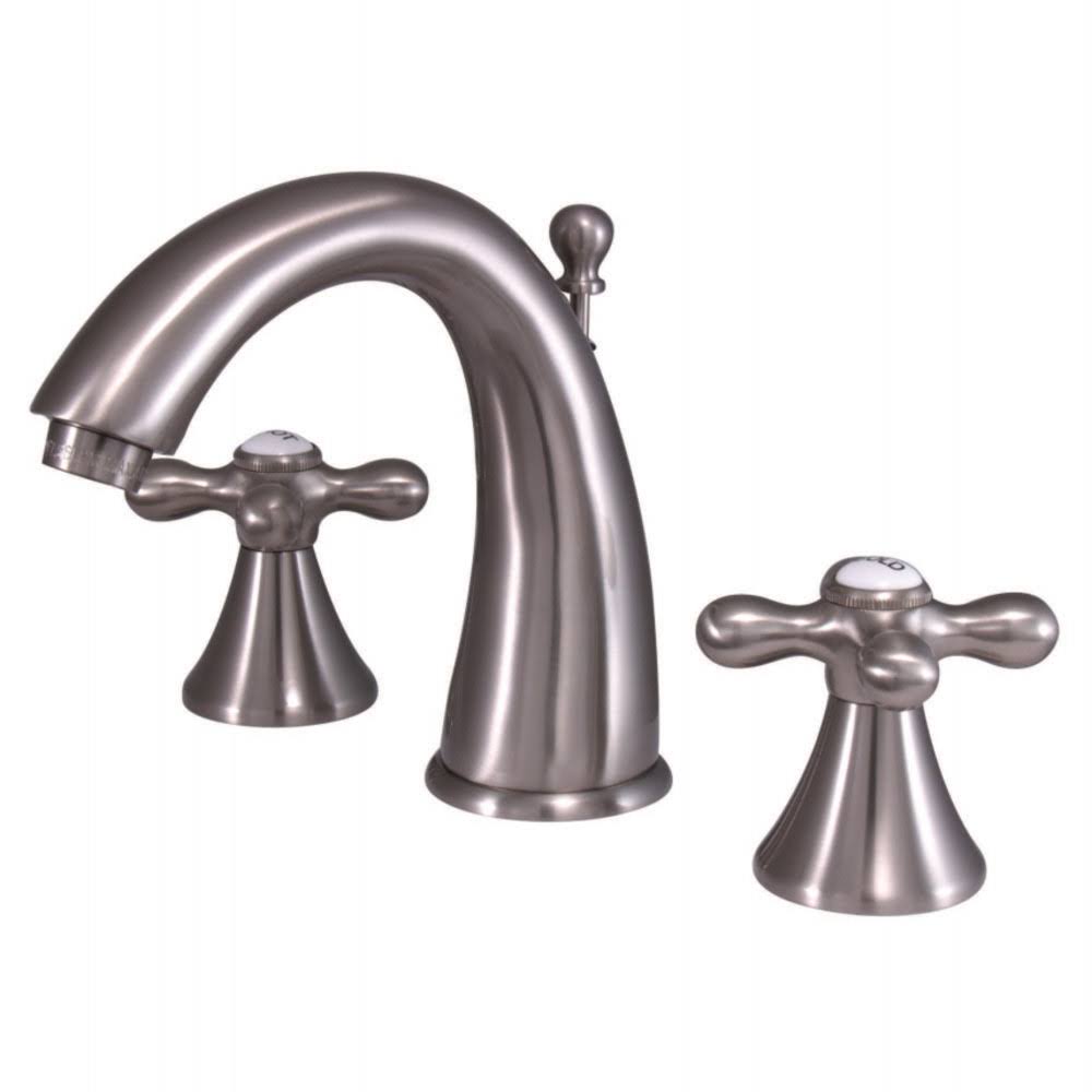 Satin Nickel Widespread Two Handle Lavatory Faucet with Brass Pop-Up U683197