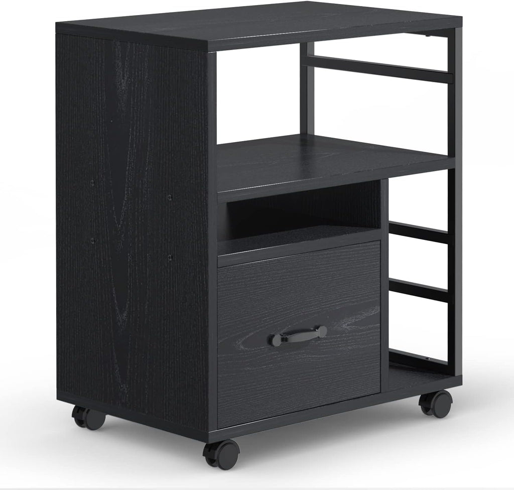 Black Mobile File Cabinet with Drawer L771382
