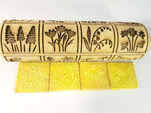 Embossing Rolling Pin with 16 Different Flowers H91816