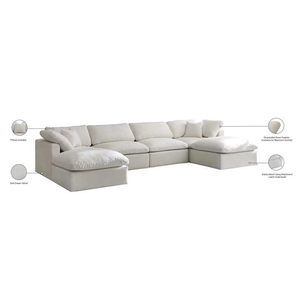 Cream Velvet Modular Sectional B677