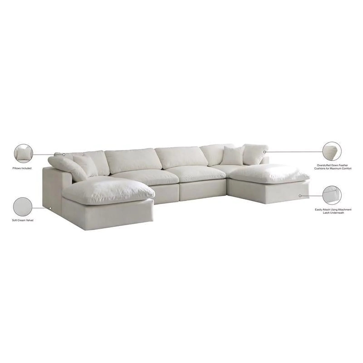 Cream Velvet Modular Sectional B677