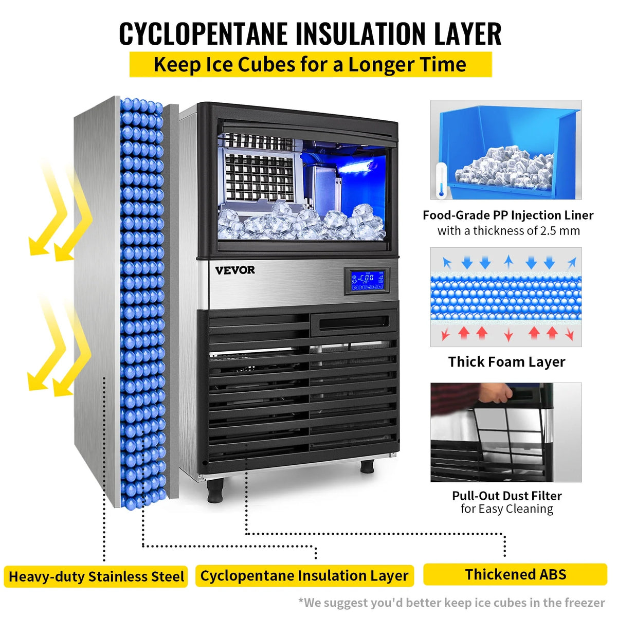 Commercial Ice Maker 155lbs/24h with 44lbs Bin Stainless Steel C21678