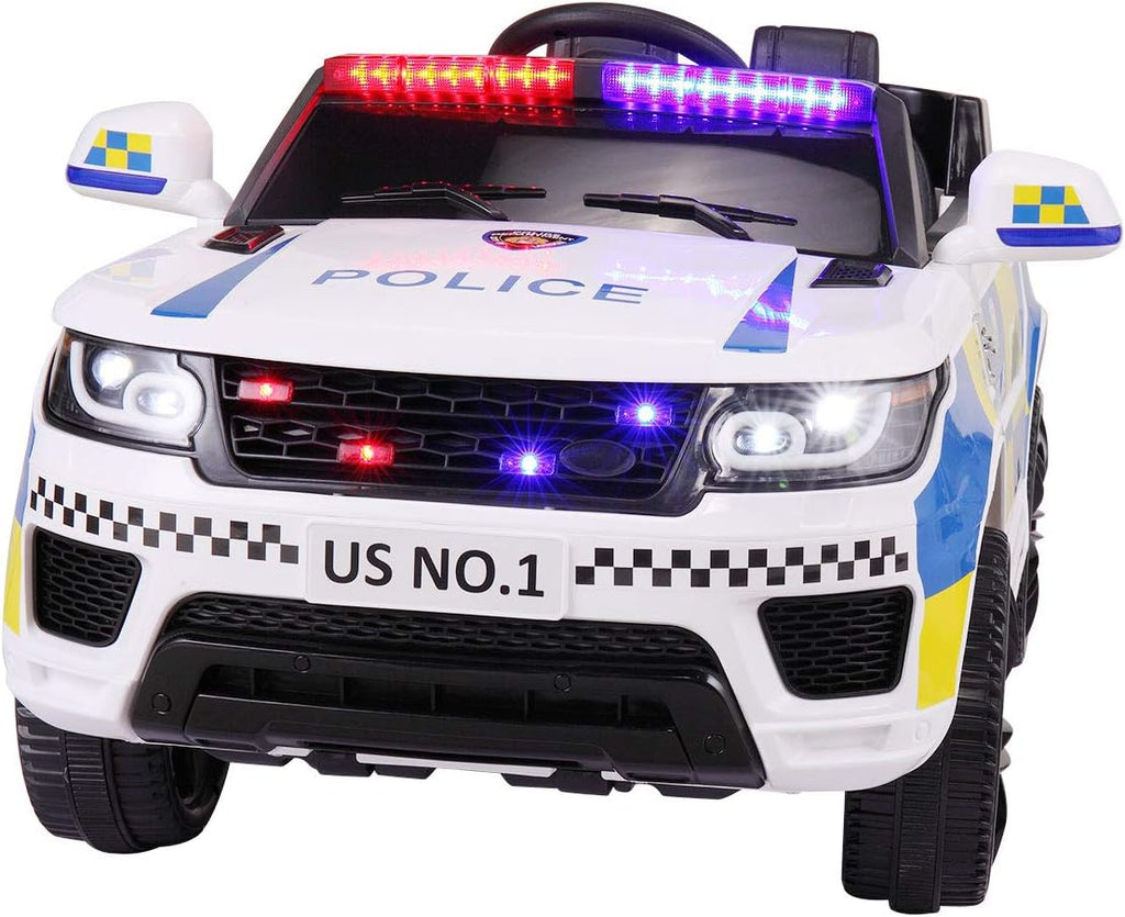Black 12V Kids Ride On Police Car Electric with Remote Control P7600