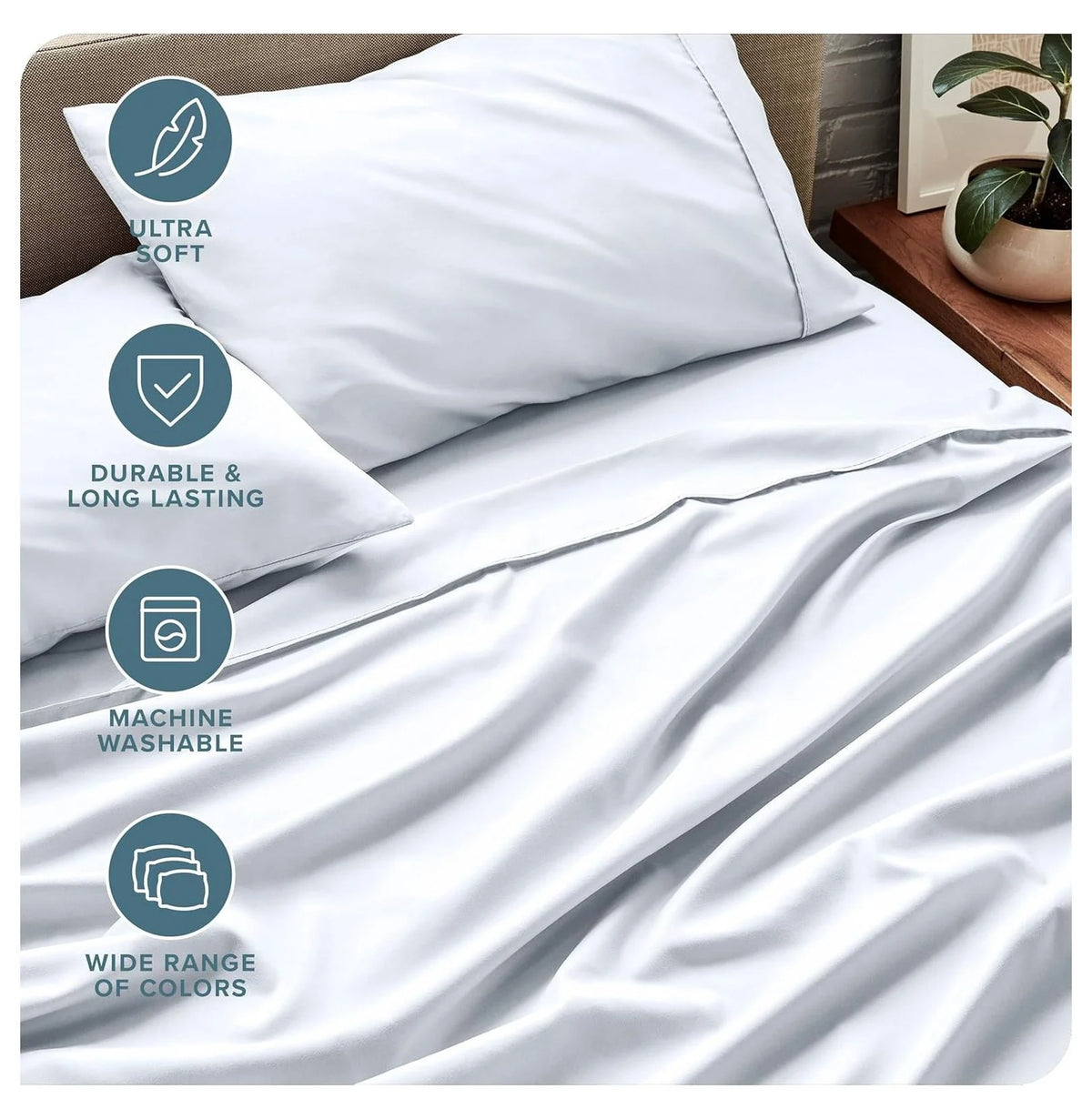 Queen 4 Piece Microfiber Bed Sheet Set with Pillowcases Q820167
