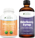 Vitamin C 1000mg + Organic Elderberry Syrup Bundle - 365 Vegan Capsules + 16 fl oz S672316