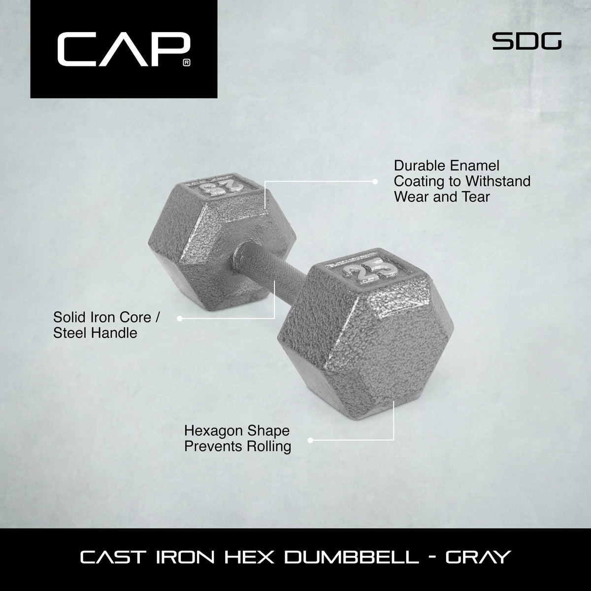 15lb Cast Iron Hex Dumbbell Y7182