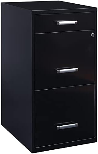Black 18in Deep 3 Metal Organizer Pencil Drawer Vertical File Cabinet T465