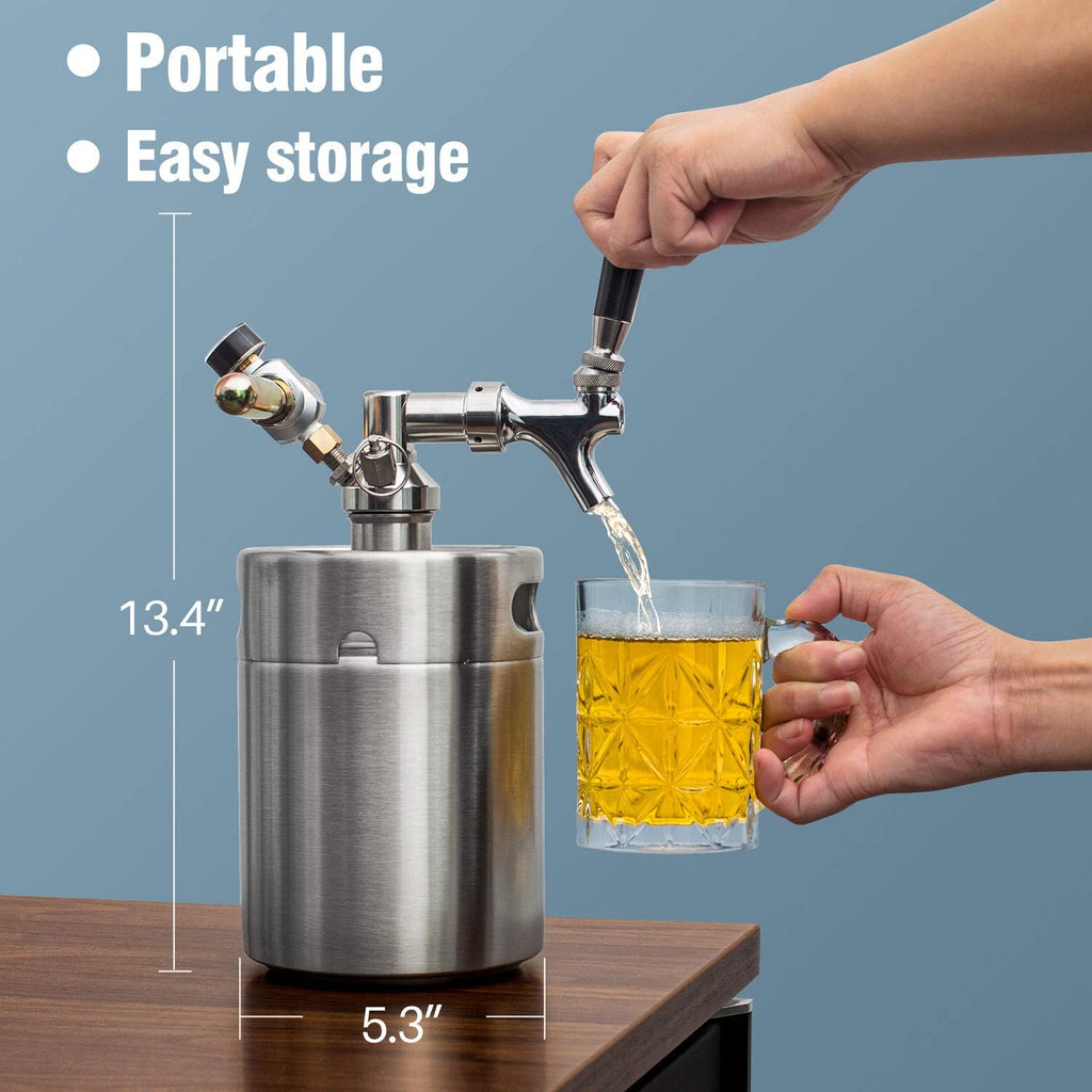 64oz Stainless Steel Pressurized Mini Keg Growler with Co2 Regulator C75695