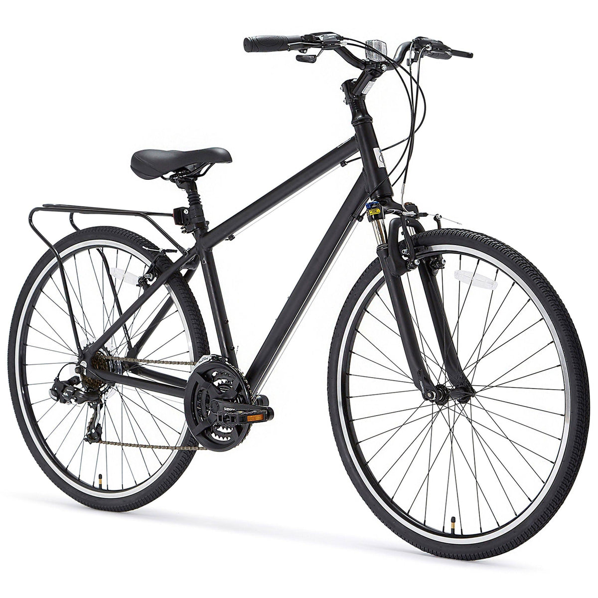 21-Speed Hybrid Road Bicycle Matte Black O114702