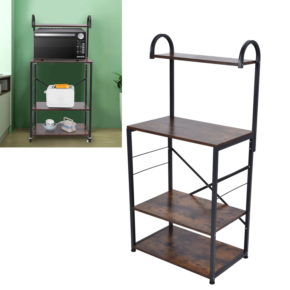 Microwave Storage Stand with Wheels Utility Shelf N4158