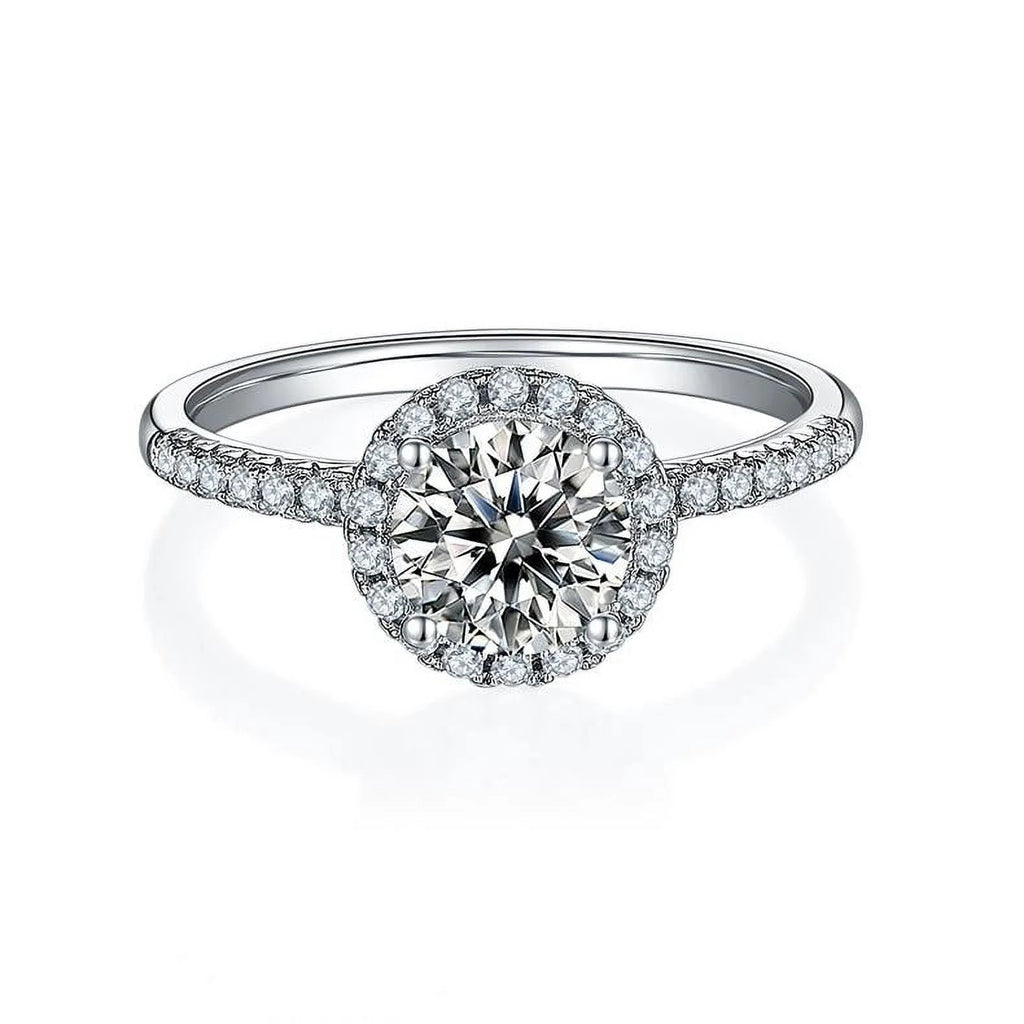 18K White Gold over Silver Moissanite Wedding Ring V2873