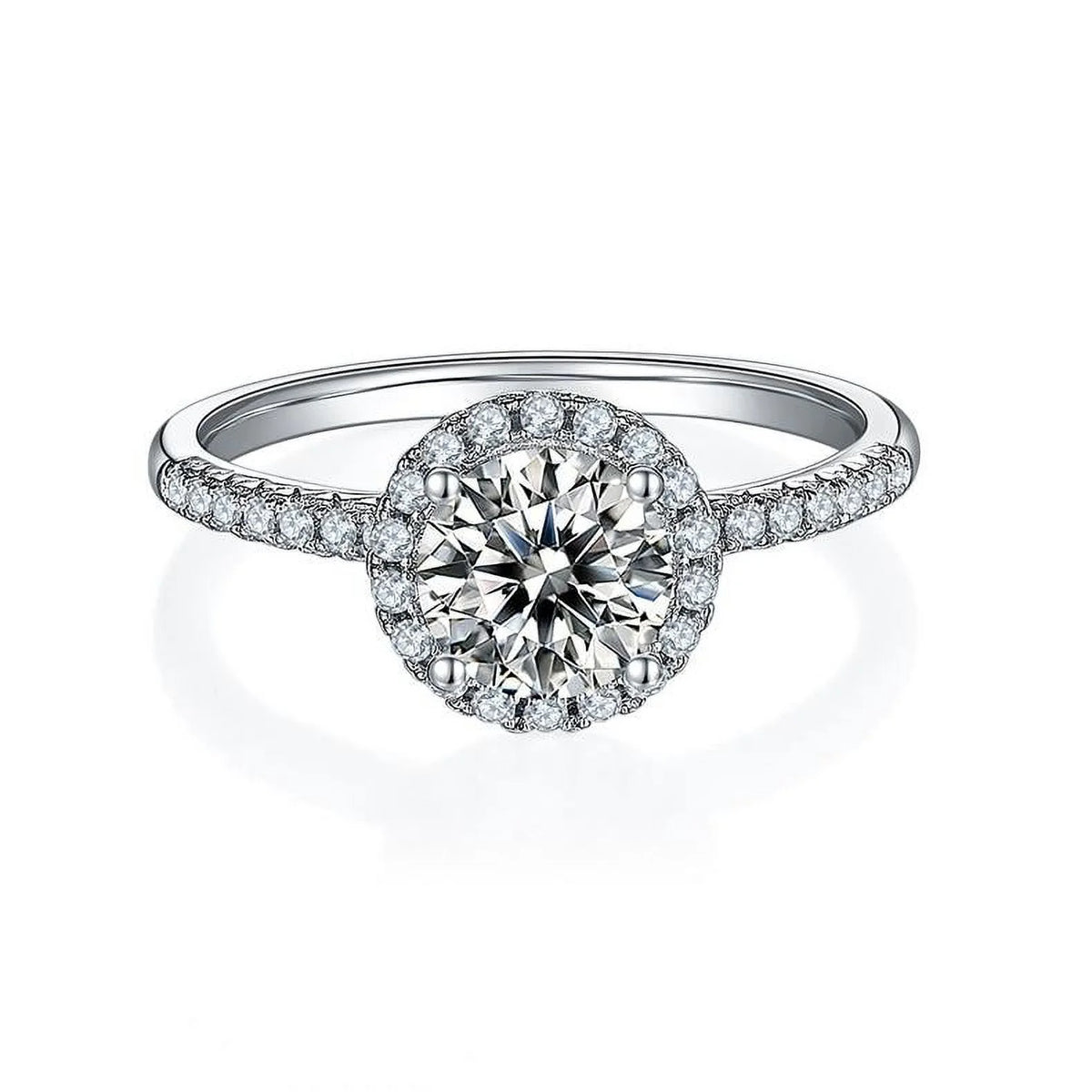 18K White Gold over Silver Moissanite Wedding Ring V2873