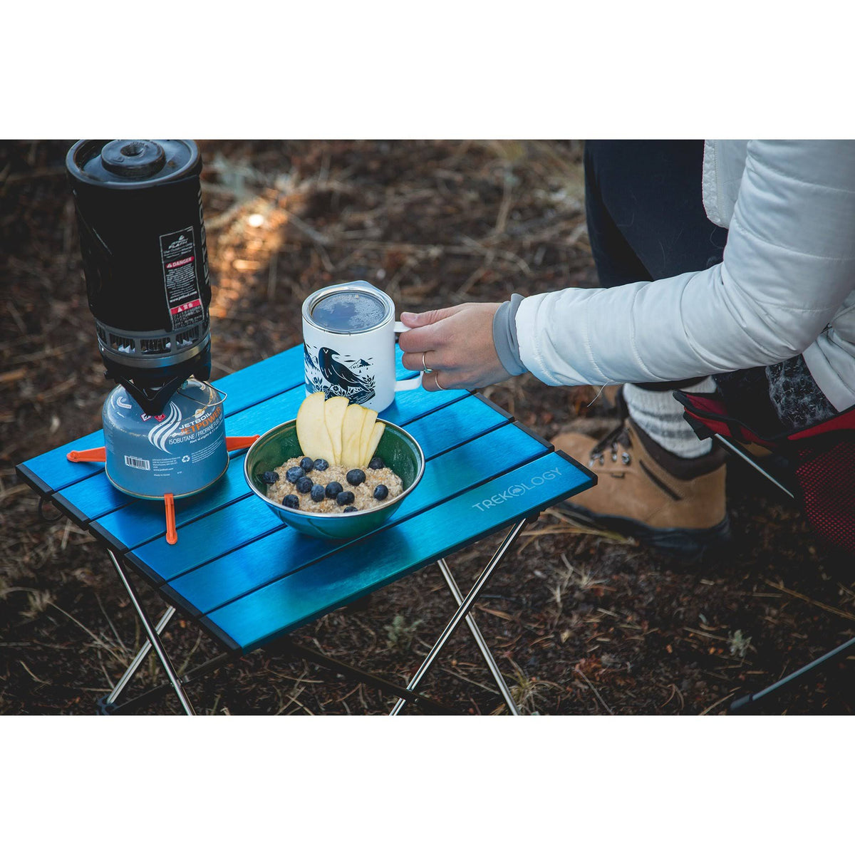 Blue Aluminum Portable Camping Side Table V265619