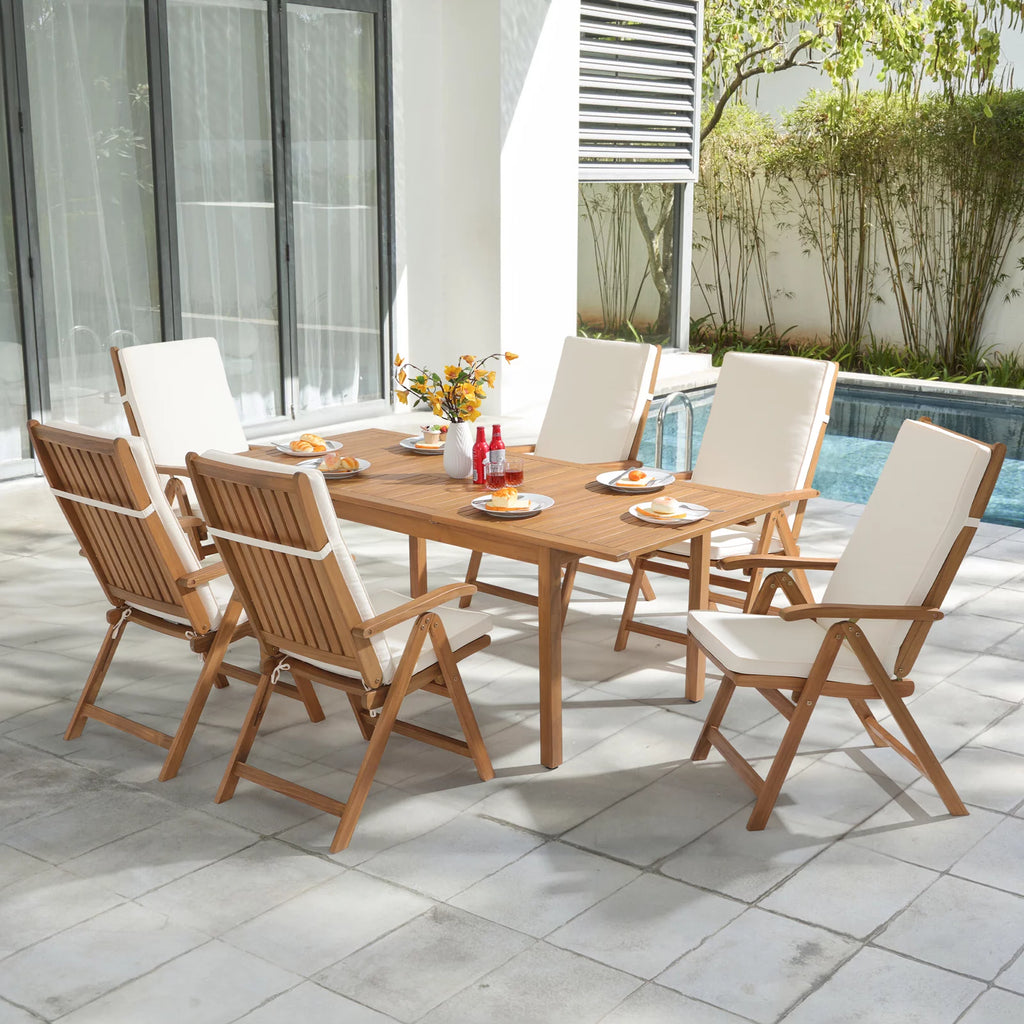7 Piece Acacia Wood Patio Dining Set B593