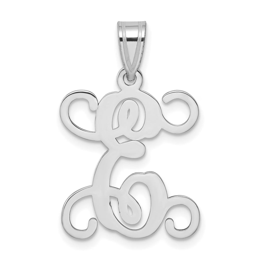 10K White Gold Initial Letter E Pendant Q668