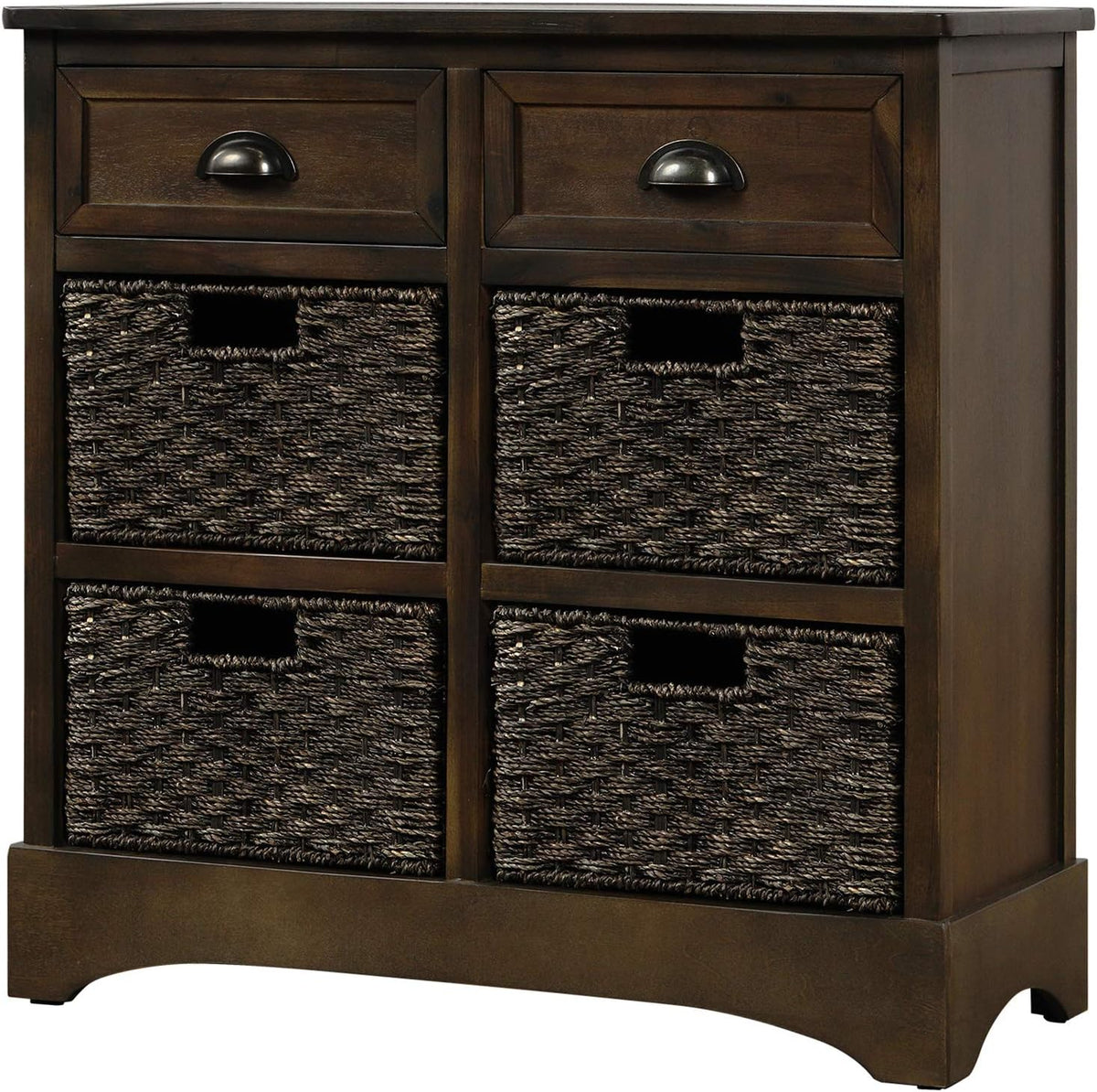 Wicker Storage Cabinet with 2 Drawers, Antique Navy O419371