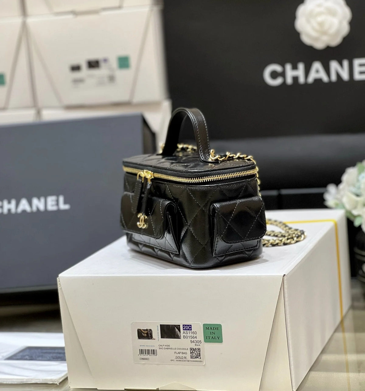 Black Vanity Bag With Strap K5020