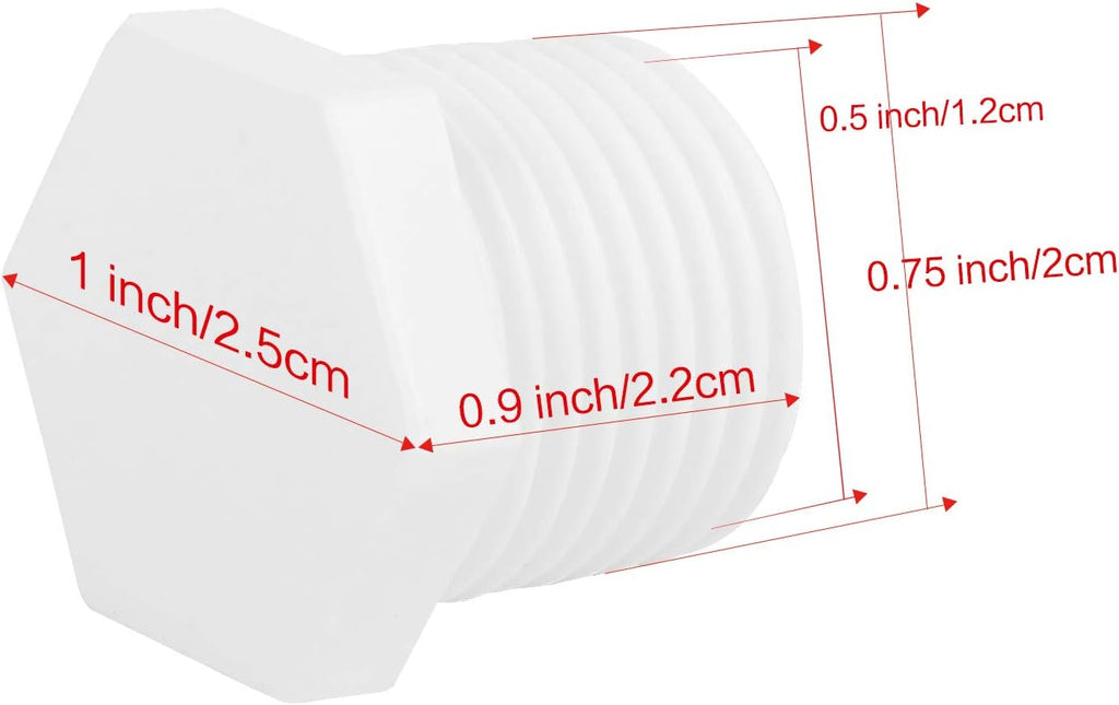 25 Pcs 1/2 Inch White Plastic Water Heater Drain Plug I614