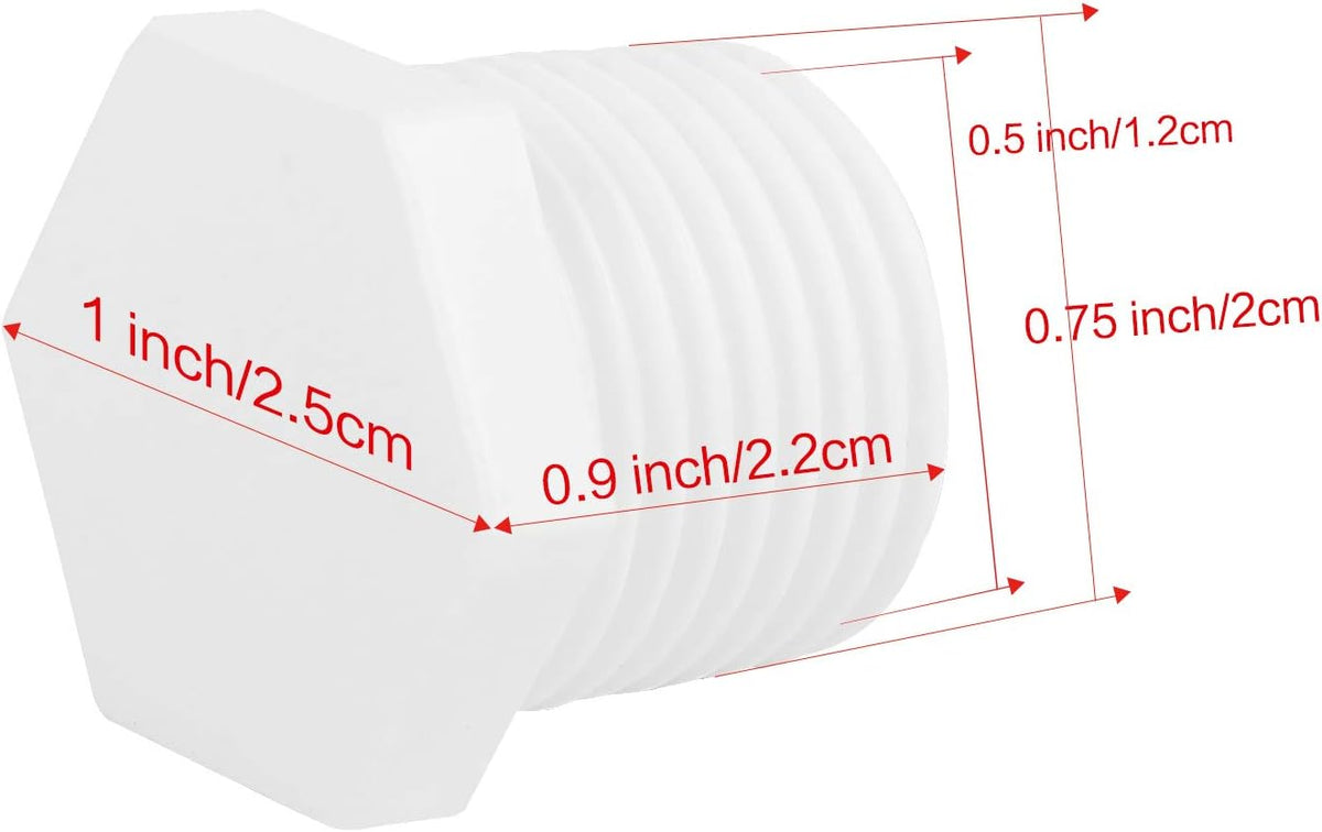 25 Pcs 1/2 Inch White Plastic Water Heater Drain Plug I614