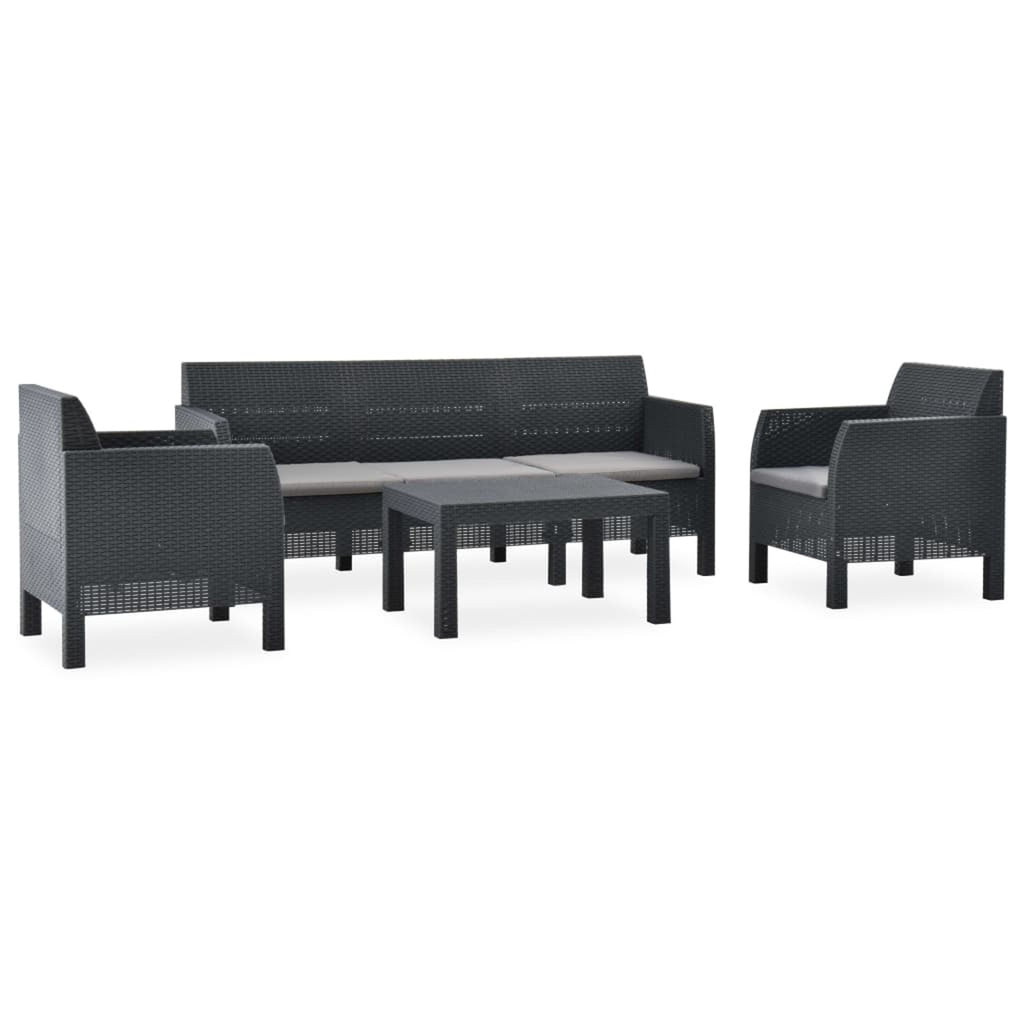 4 Piece Polypropylene Patio Lounge Set with Cushion N4268