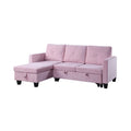 Pink Velvet Reversible Sleeper Sectional with Storage M91810