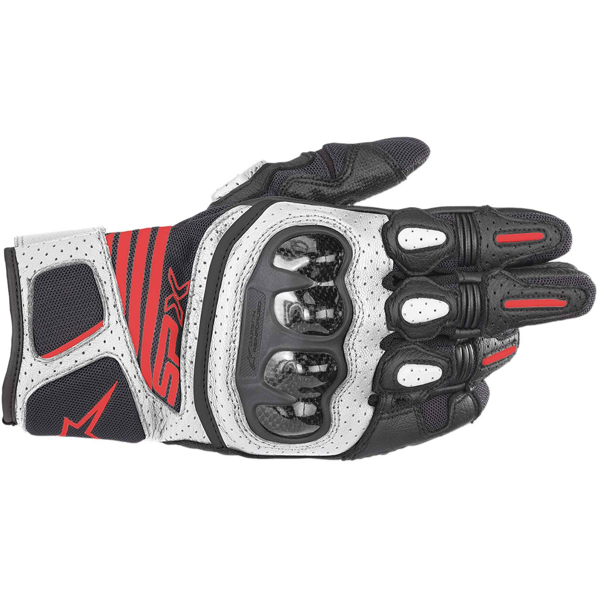 Black White Red Fluo Carbon Gloves Q6210