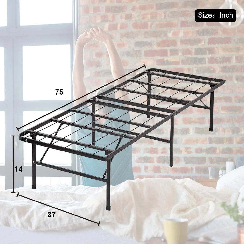 Black 14 Inch Metal Twin Size Bed Frame R6040