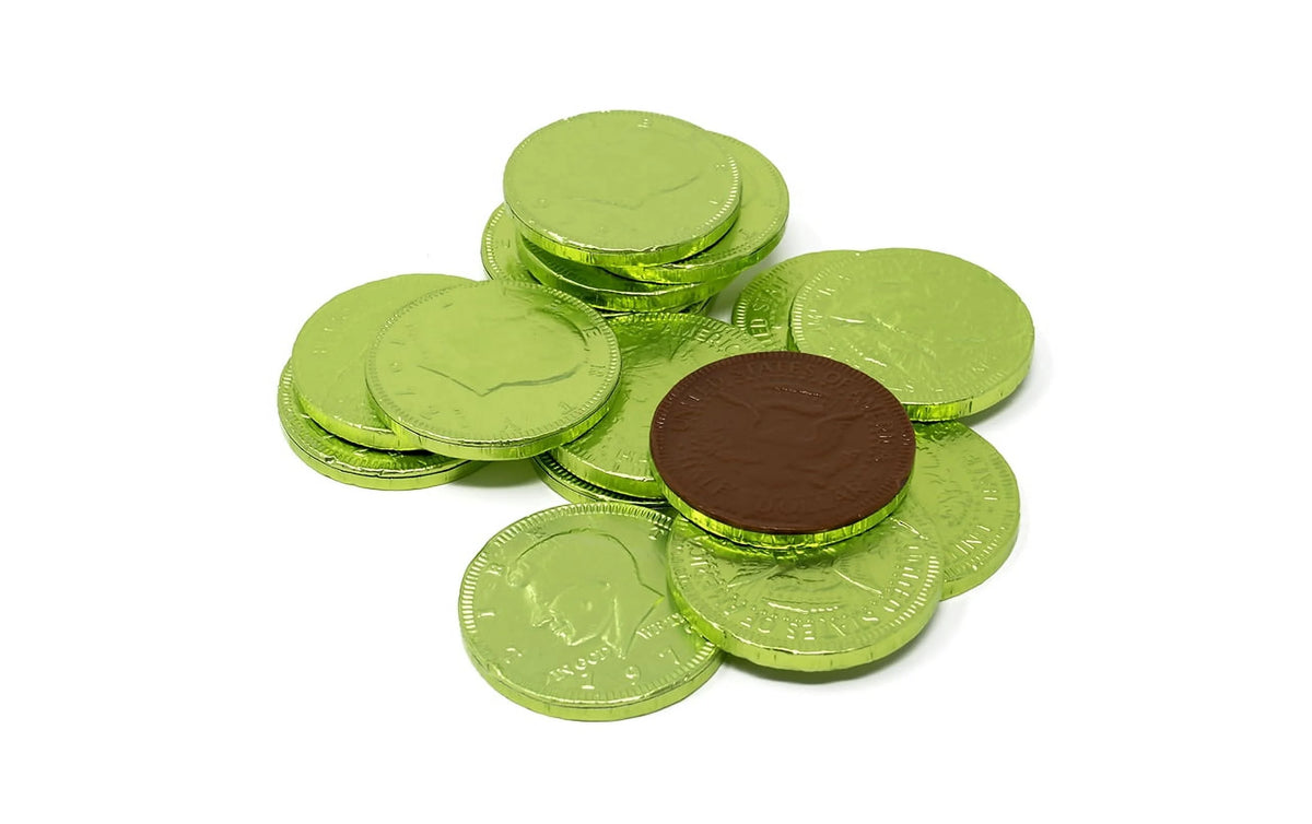 Milk Chocolate Coins Light Green Foil 1 lb L234