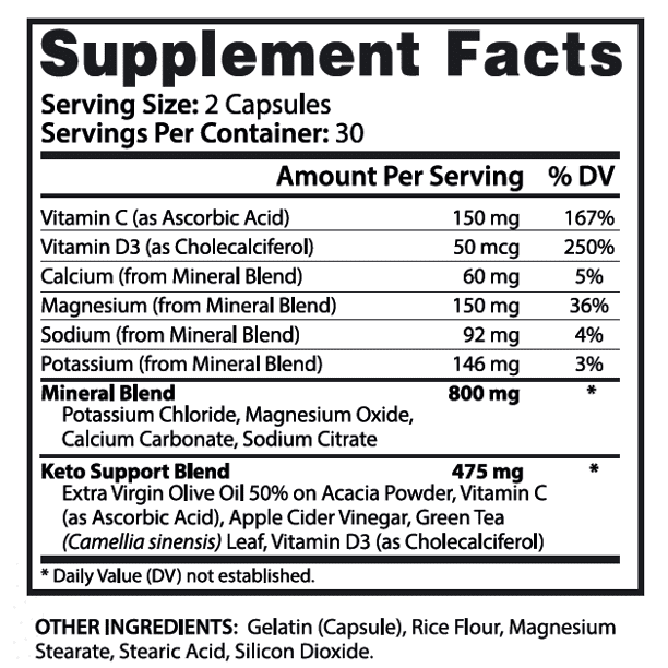 Keto ACV Pills 1275mg Dietary Supplement 180 Capsules A99385