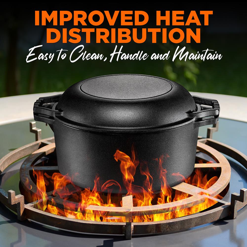 Pre-Seasoned Non-Stick Cast Iron Double Dutch Casserole Cookware R37010