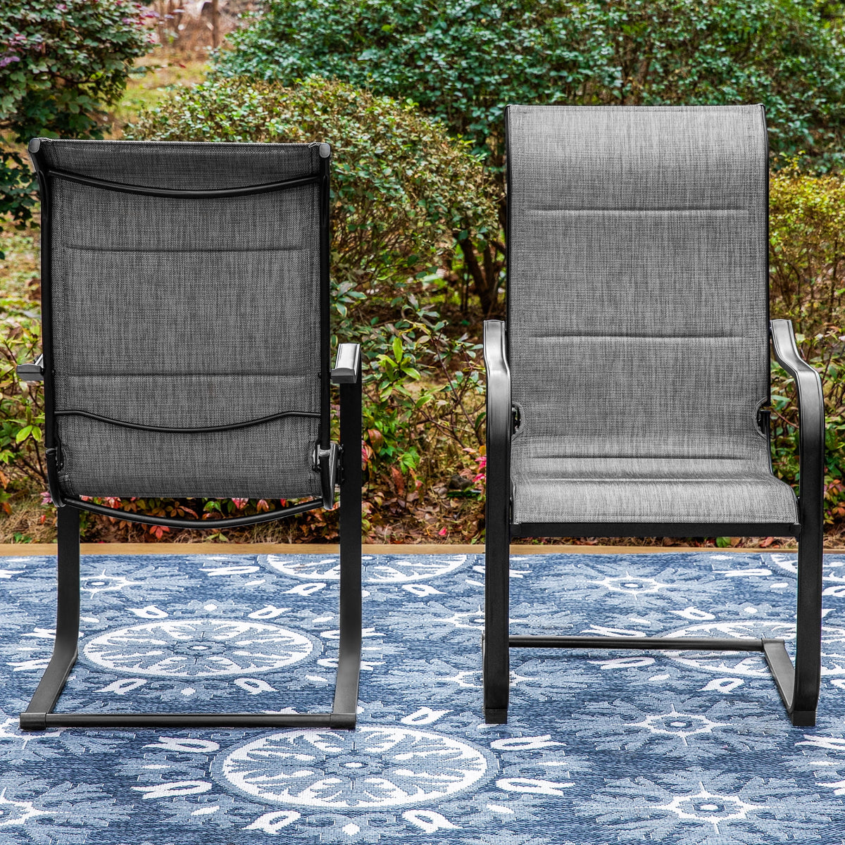7 Pieces Outdoor Patio Dining Set with 6 Textilene Chairs and Extendable Dining Table Z355
