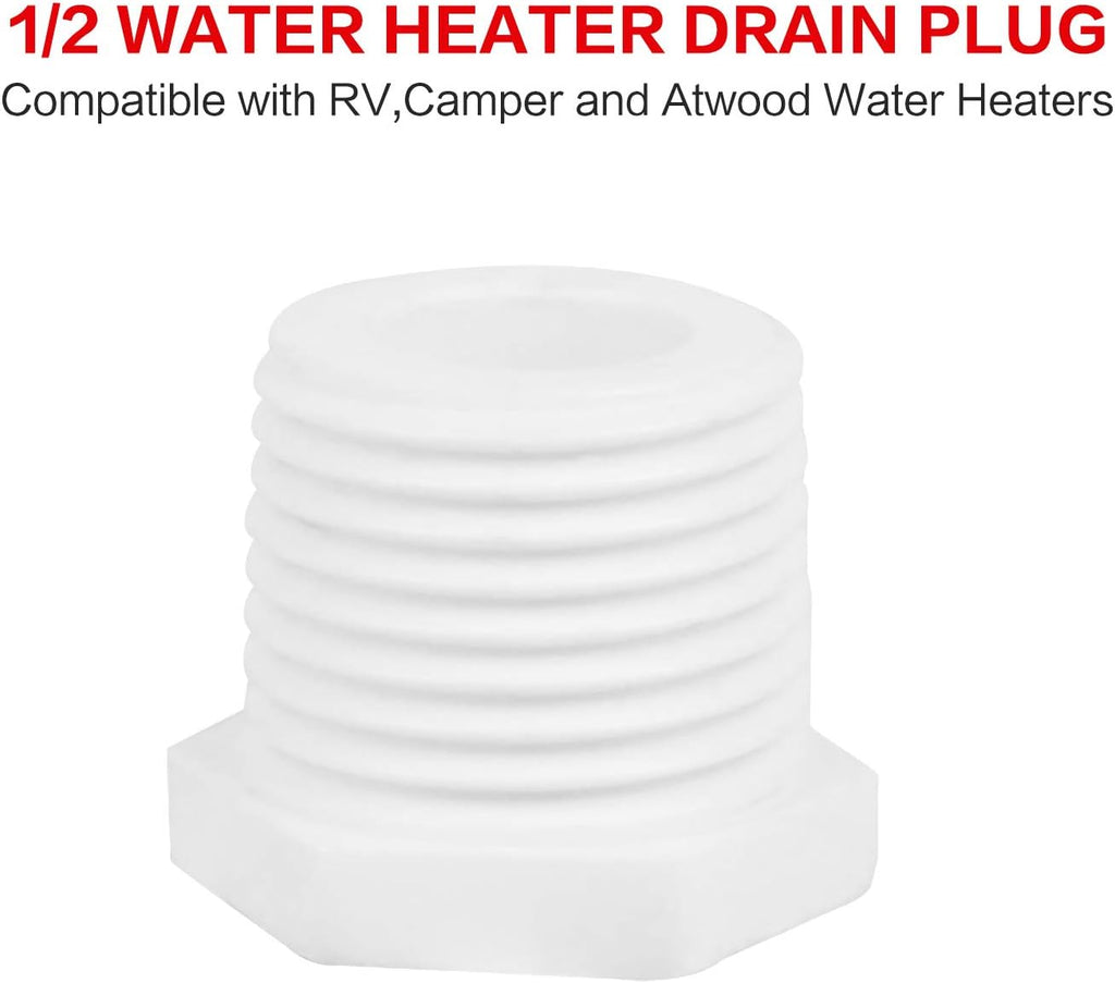 25 Pcs 1/2 Inch White Plastic Water Heater Drain Plug I614