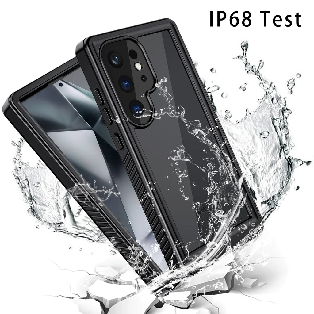 Black Waterproof Rugged Phone Case with Screen Protector S8746